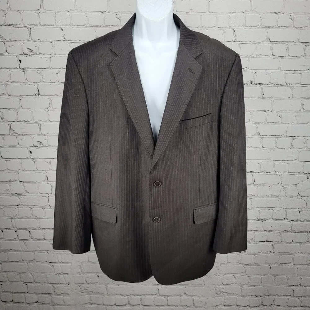 Jos A Bank Brown 100% Wool Gordon Signature Gold Notch Blazer Sport Coat 46R